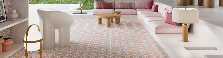 pink floor hexagon tiles