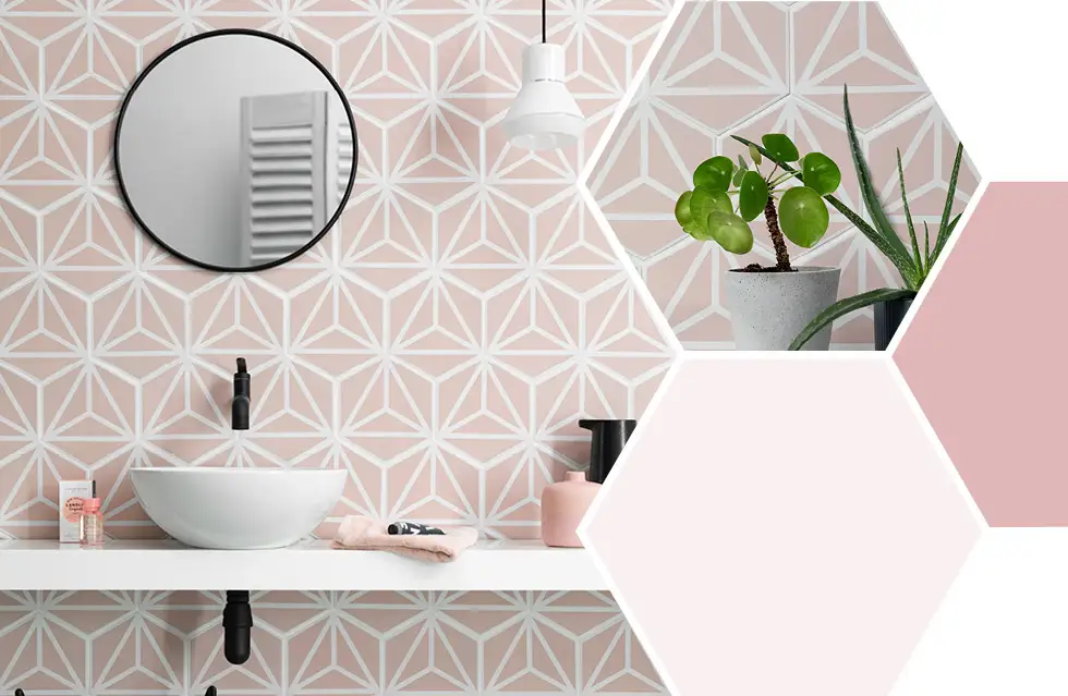 plush pink hexagon tiles