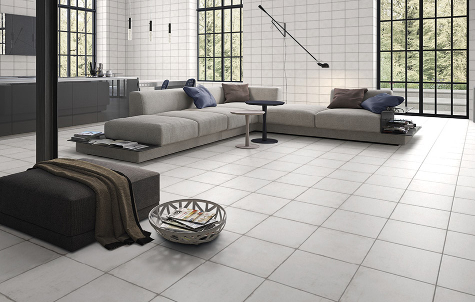 White Square Tile Ideas Small Or, White Tile Floor Living Room Design