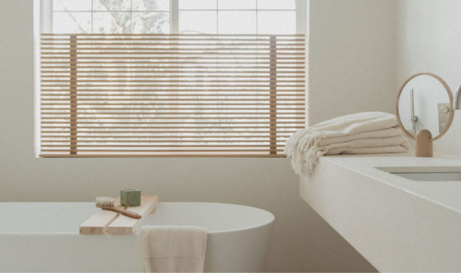 Modern bathroom with shutter blinds