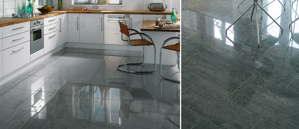 Large Polished Porcelain Floor Tiles Ctd Eagle Dark Grey Polished Porcelain Floor Tiles On Kitchen Image