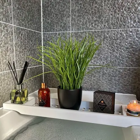 Textured grey bathroom walls