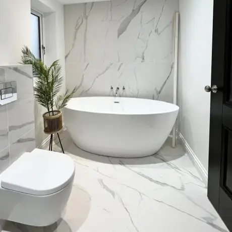 Calacatta White Matt in bathroom