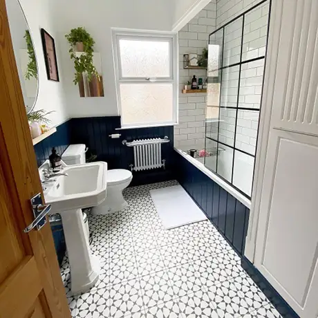 Traditional Bathroom with Black & White Tiles