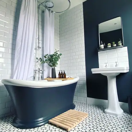 Cuban Floor tiles with Victorian freestanding Bath