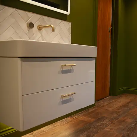White tiles in bathroom setting