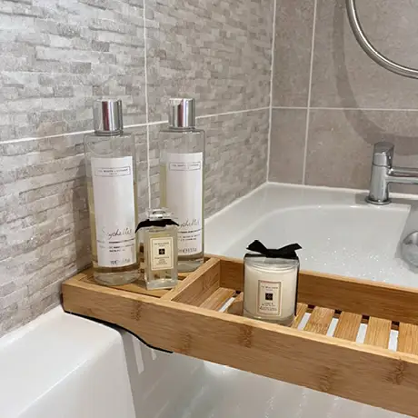 Cream tiles in a bathroom setting