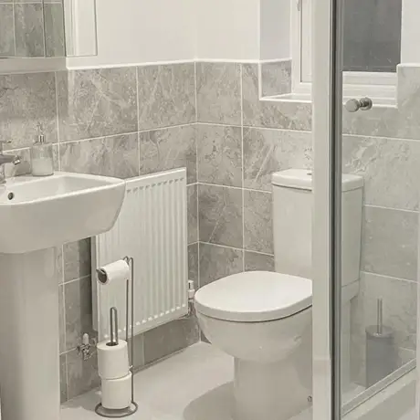 Grey and White Marbled Bathroom