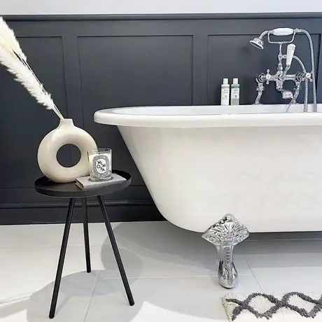 Period Bathroom with White Floor Tiles