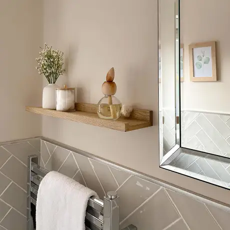 Grey tiles in bathroom setting