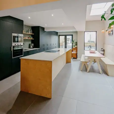 Scandi-inspired kitchen layout with large format Core tiles