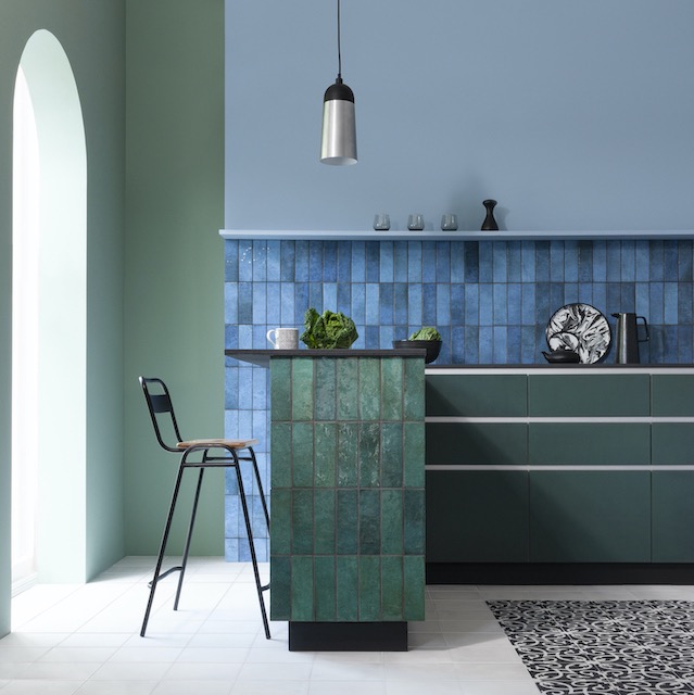 Blue and Green Bold Kitchen Tiles
