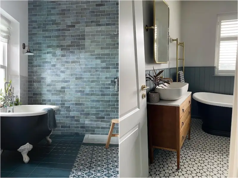 Blue and White Bathroom Tiles