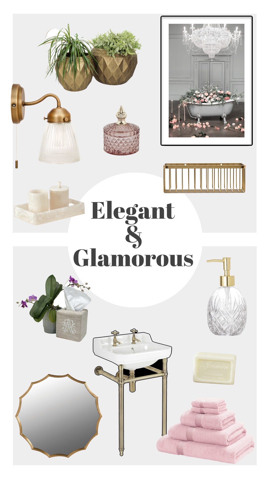 Elegant and Glamorous Accessories and Finishes Moodboard 