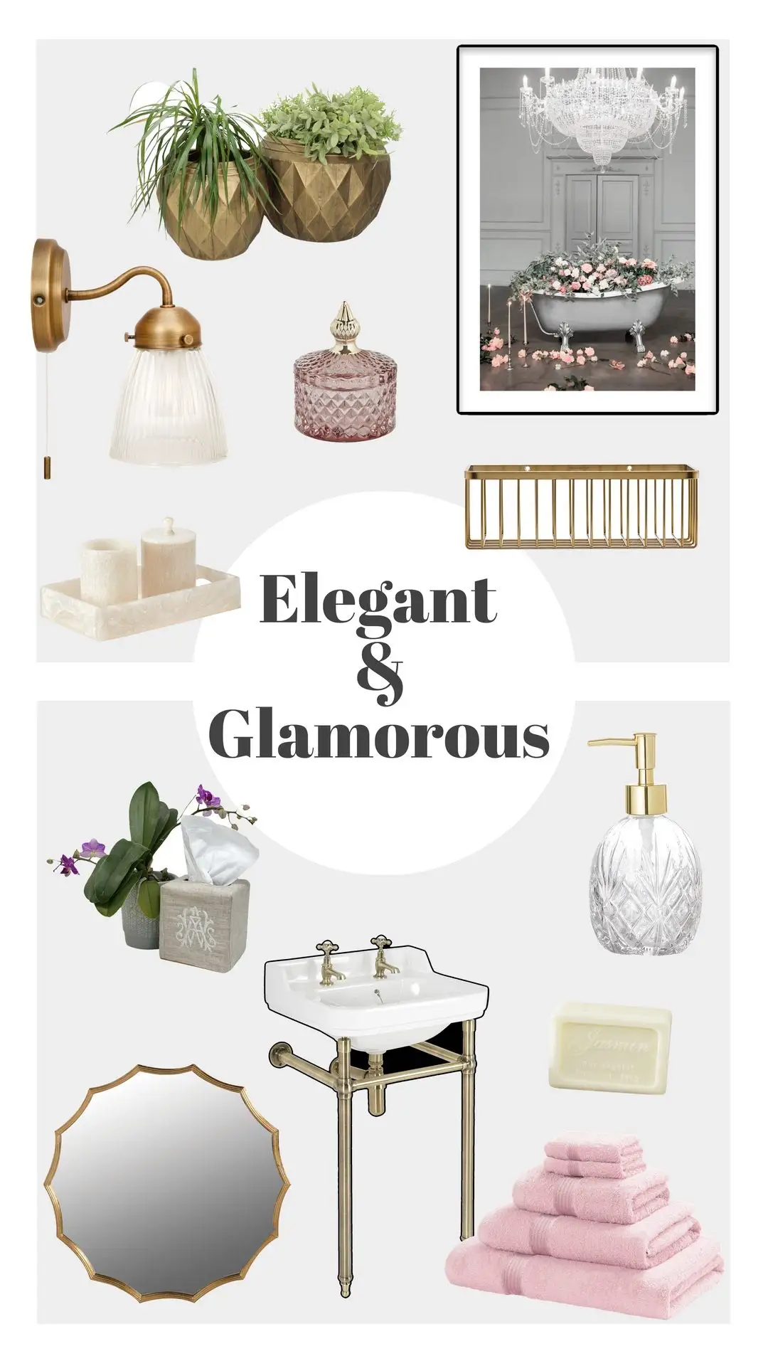 Elegant and Glamorous Accessories and Finishes Moodboard 