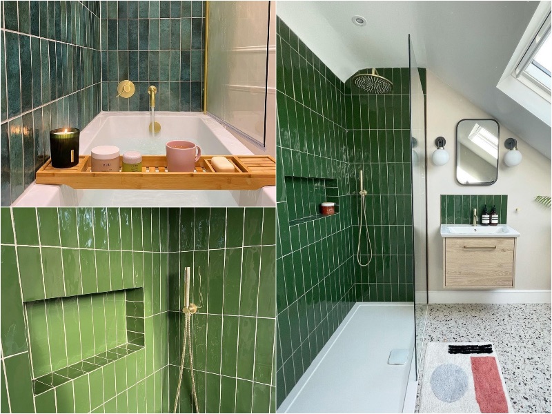 Green Shower Stack Tiles