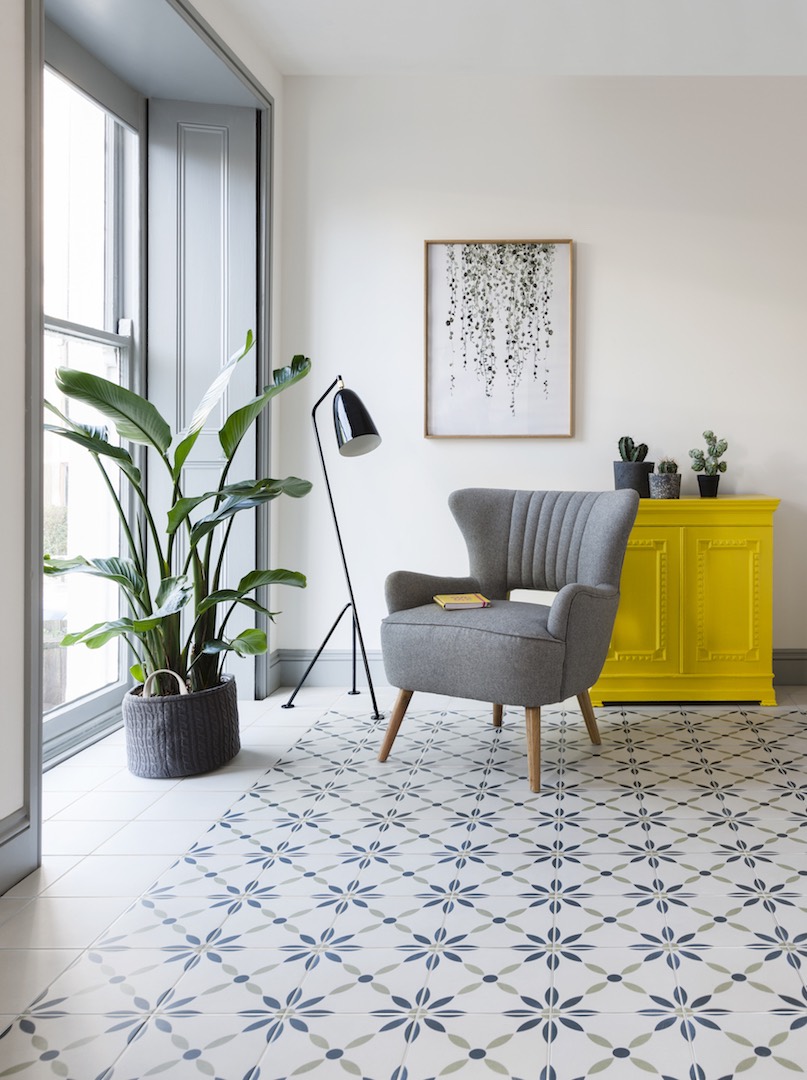 Living Room Floral Pattern Floor Tiles