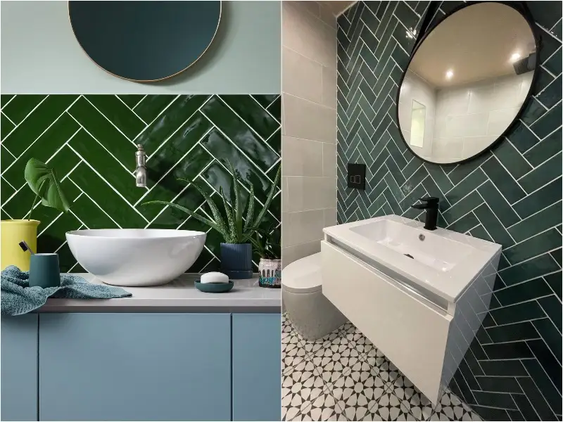 Herringbone Green Tiles