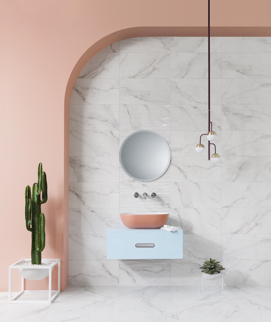 Pink Bathroom Marble Marmori  Floor Tiles 