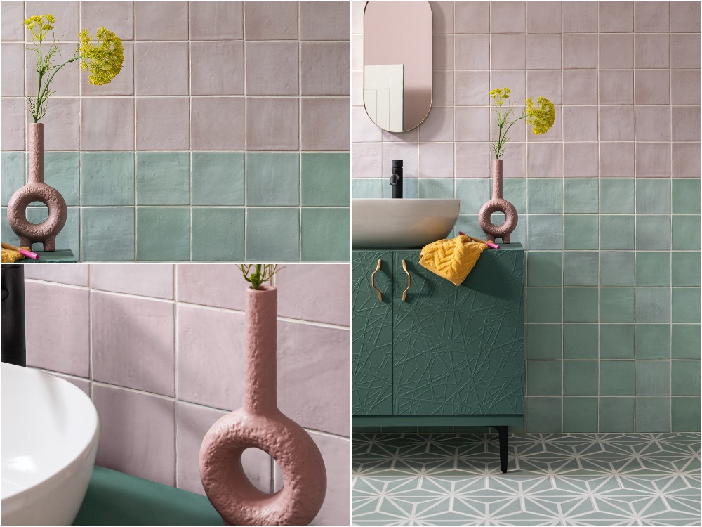 Pink and Mint Bathroom Tiles