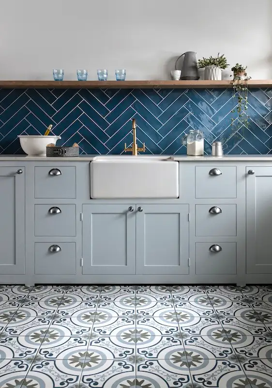 Azure Blue Kitchen Gloss Poitiers Tiles