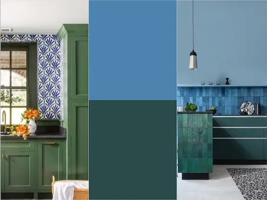 blue and green kitchen