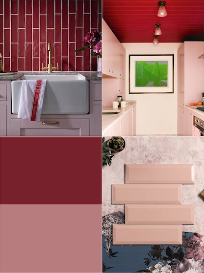 red and pink kitchen