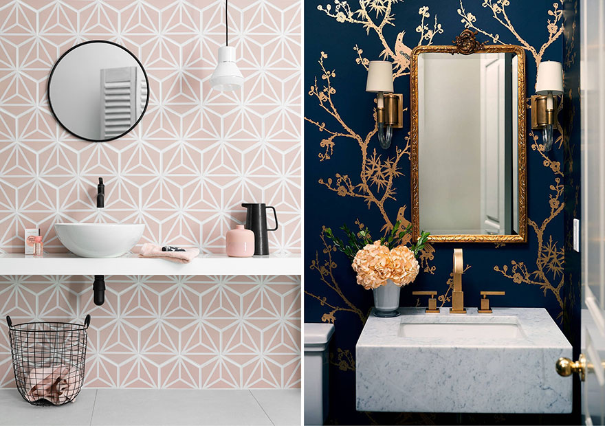 Patterned cloakroom with Varadero Rose Hexagon Tile