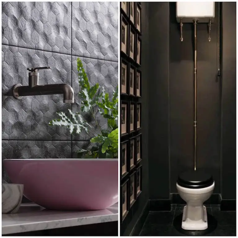 Dark bathroom interiors