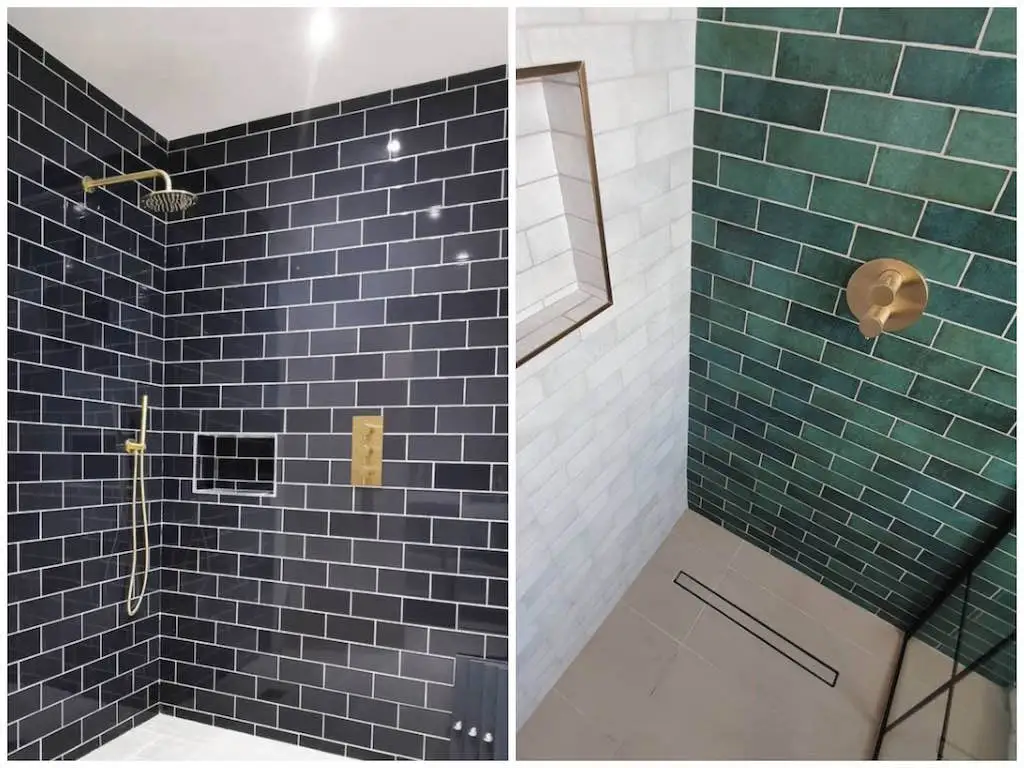 Colourful bathroom shower niches