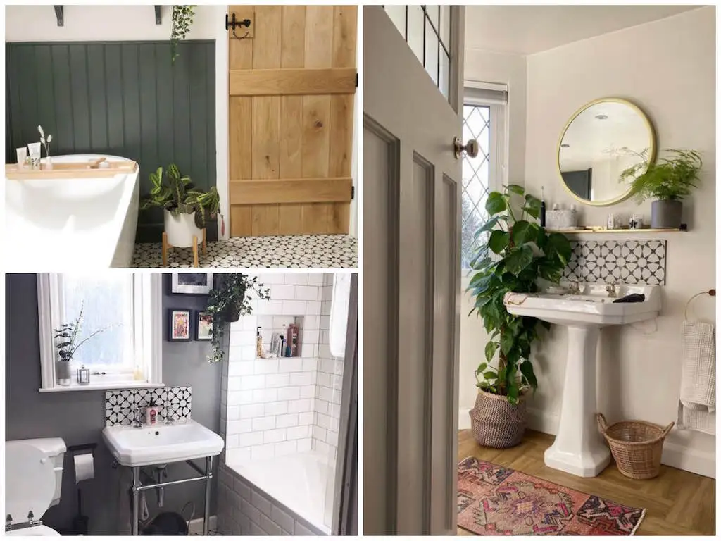 Patterned bathroom tiles