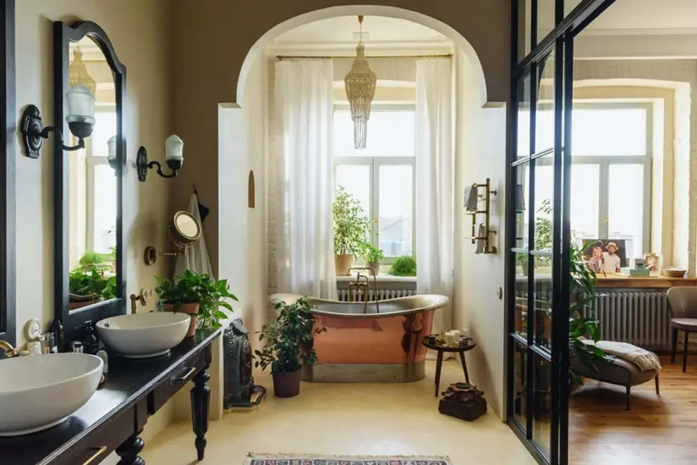Bathroom tiles and blinds