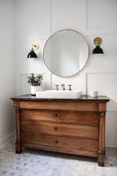 Upcycled furniture bathroom unit