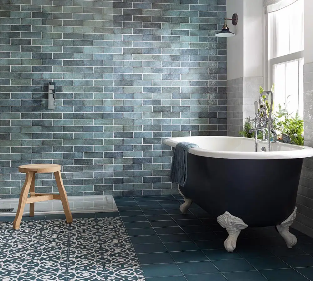 Blue bathroom tiles
