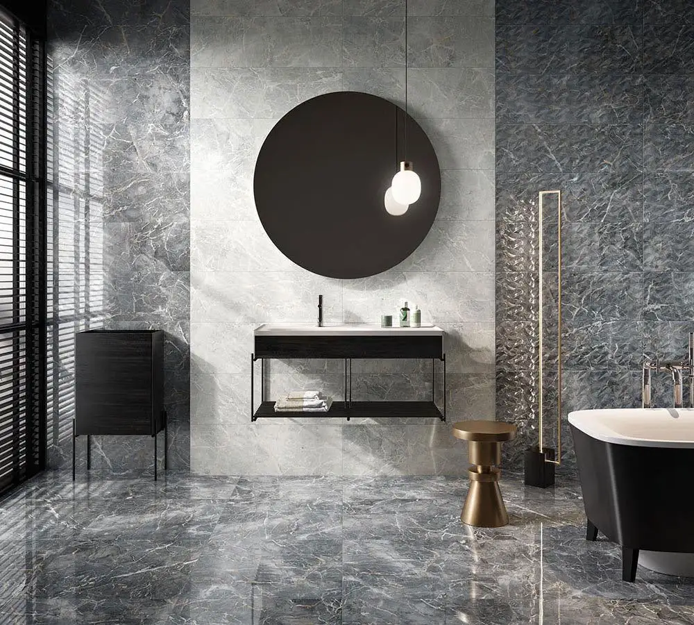 Grey marble bathroom tiles
