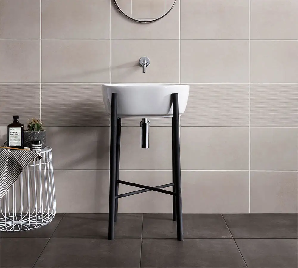 Stone effect bathroom tiles