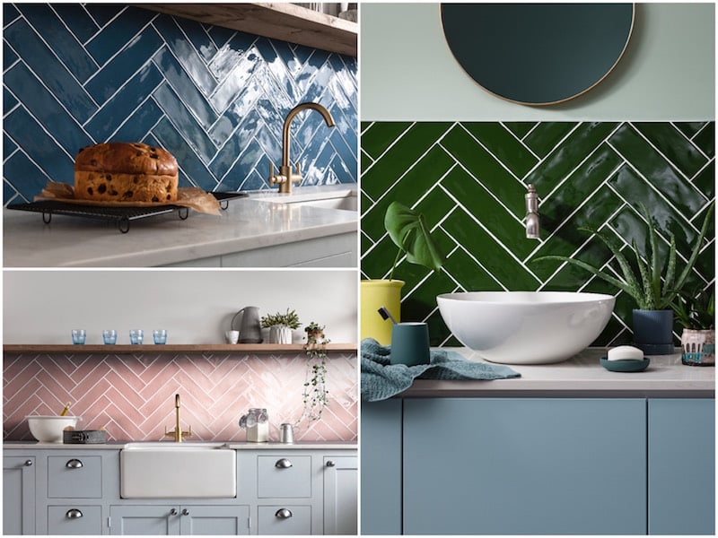 High Gloss Herringbone Wall Tiles