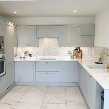 Soft pastel blue kitchen