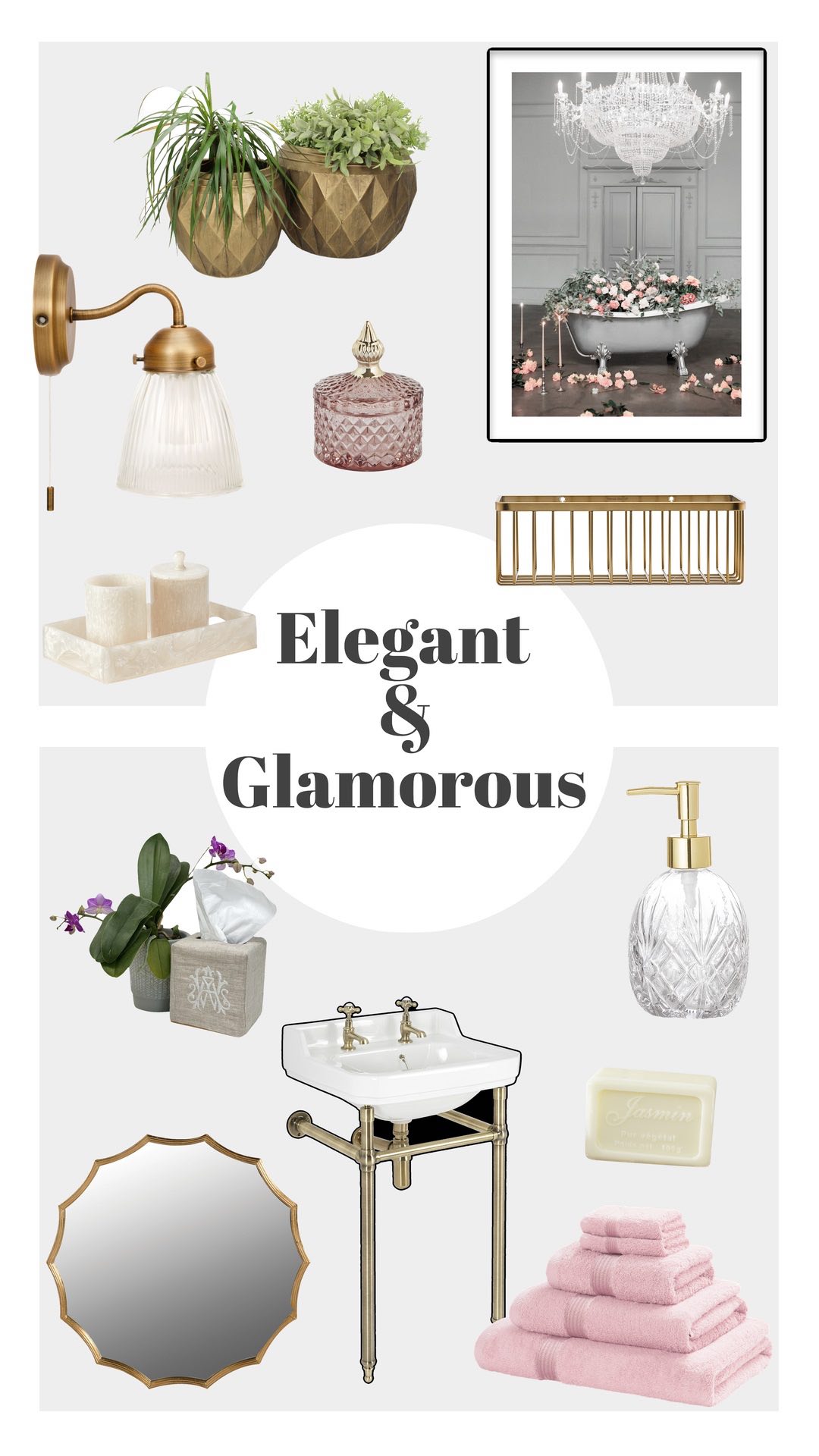 Elegant and Glamorous Accessories and Finishes Moodboard