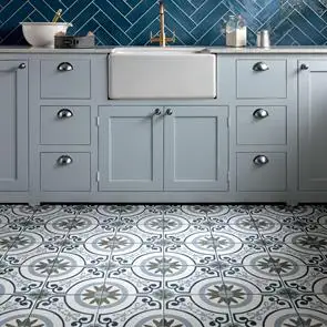 Havana pattern tiles on kitchen floor