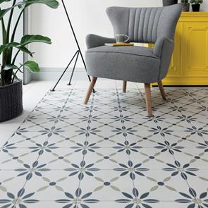 havana pattern tiles on living room floor