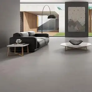 Core concrete 600x300mm tile being used as a floor tile in a open plan living space with modern wall art