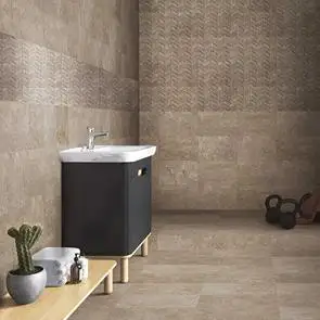Light Mink Décor from the Sicily tile collection shown on a bathroom wall