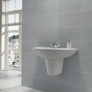 Bathroom wall Eco Tiled with Cliveden concept décor and coordinating plain grey Eco Tiles