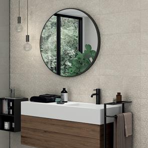 Decorative storage using Clivedens concept cream tiles in shower niche