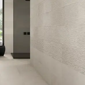 Modern shower wall using Knole textured cream concept décor tiles
