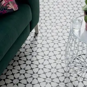 Cuban White Star Tile in Hallway