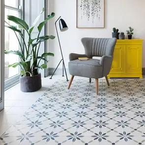 havana pattern tiles on living room floor