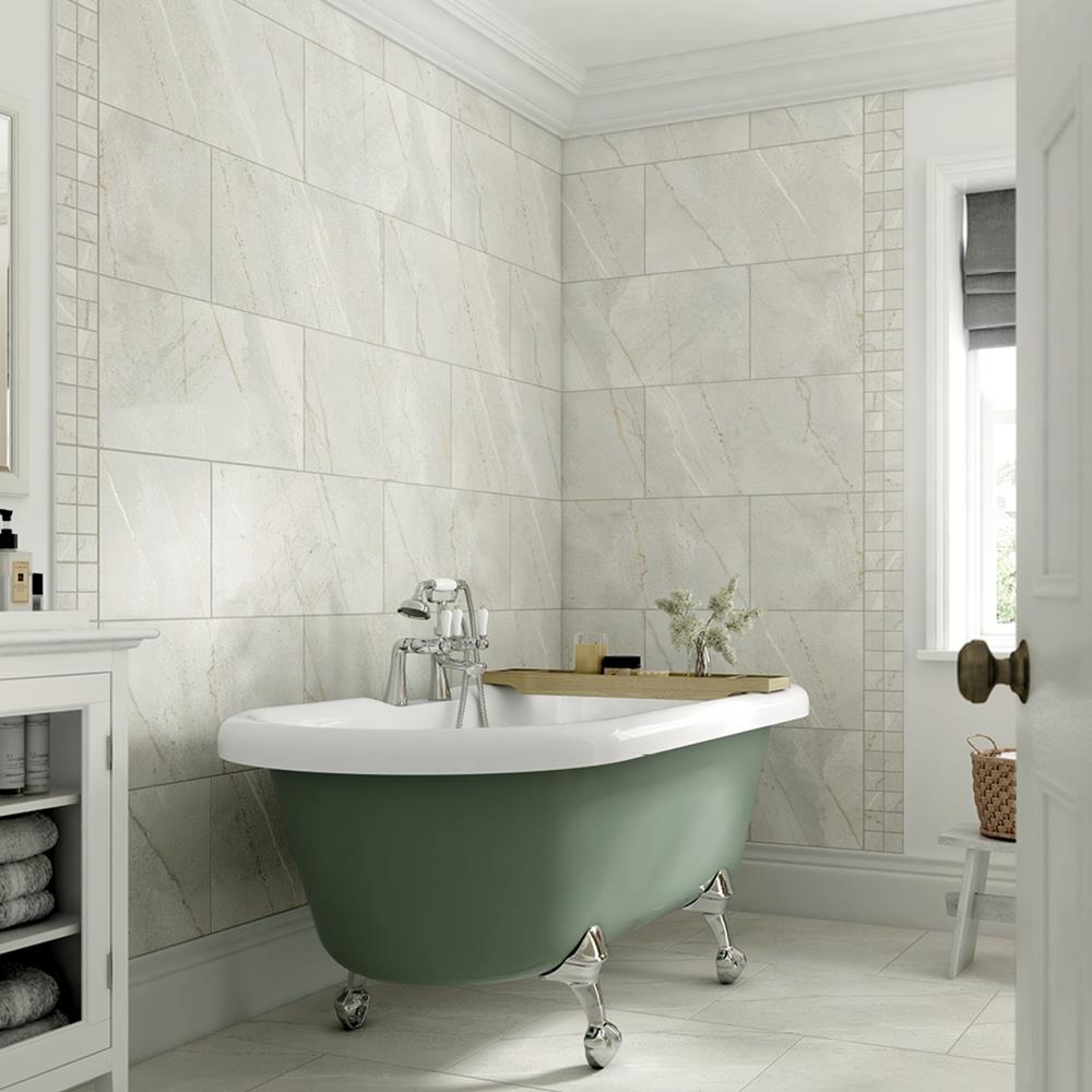 Palace Calico in a traditional styled bathroom with mosaic feature panel