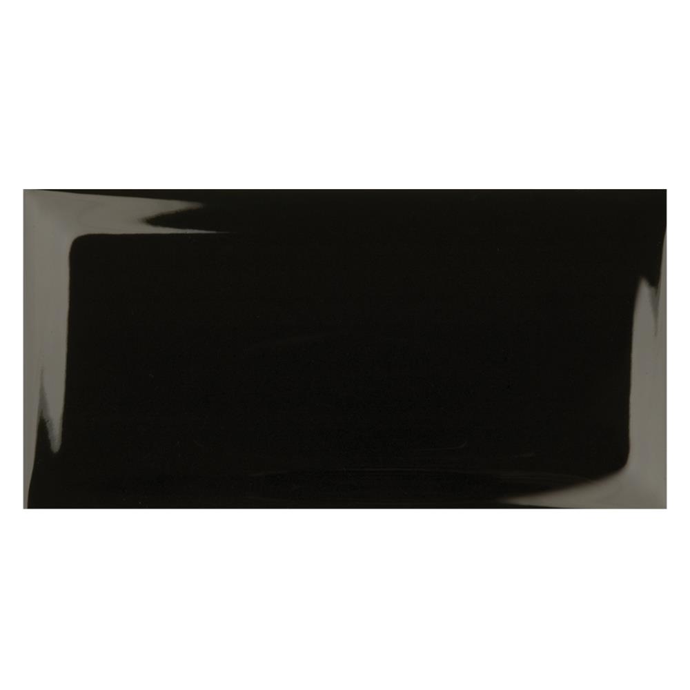 Metro Brick Black Gloss Bevelled Tile - 200x100mm